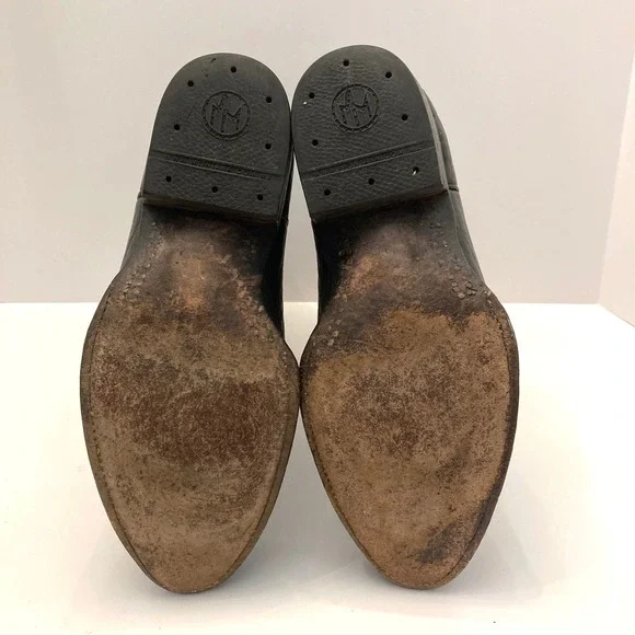 Montana Western Cowboy Boots Mens 7.5 E Bull Hide Leather Black Emboidered - Picture 6 of 11